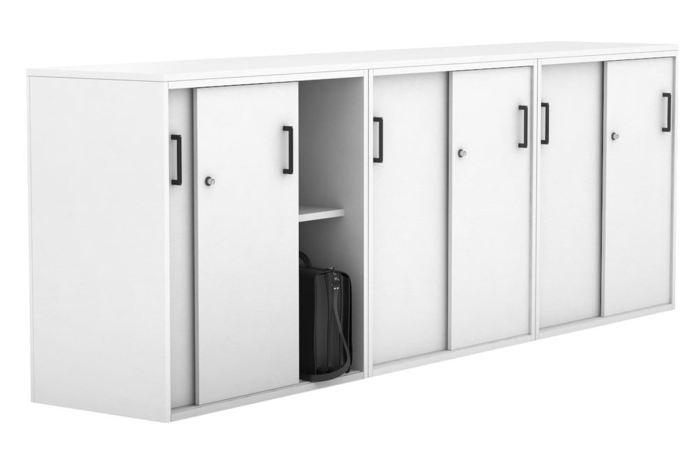 Uniform Medium Sliding Door Credenza [2400W x 900H x 450D]-Black dark oak black handle