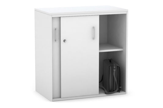 Uniform Medium Sliding Door Credenza [800W x 900H x 450D] Jasonl White white silver handle