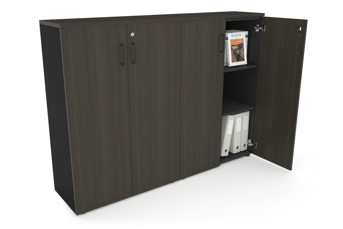 Uniform Medium Storage Cupboard with Medium Doors [1600W x 1170H x 350D] Jasonl Black dark oak black handle