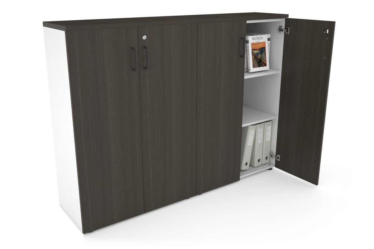 Uniform Medium Storage Cupboard with Medium Doors [1600W x 1170H x 350D] Jasonl White dark oak black handle