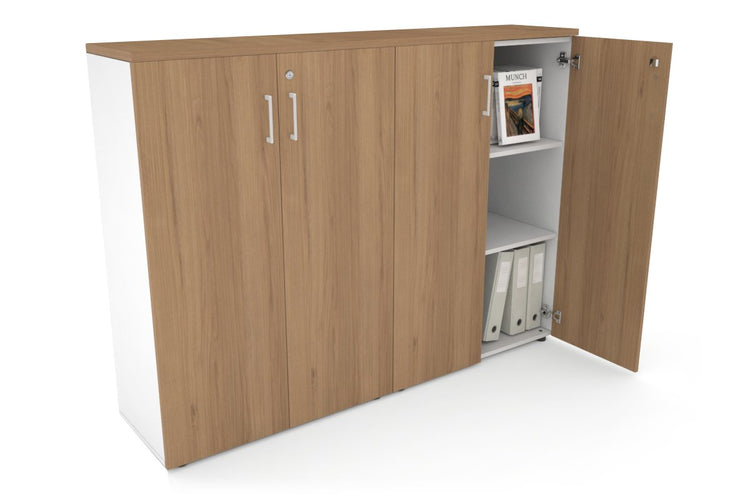 Uniform Medium Storage Cupboard with Medium Doors [1600W x 1170H x 350D] Jasonl White salvage oak white handle