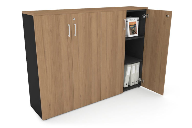 Uniform Medium Storage Cupboard with Medium Doors [1600W x 1170H x 350D] Jasonl Black salvage oak white handle