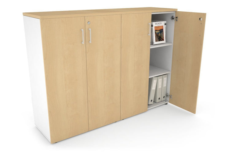 Uniform Medium Storage Cupboard with Medium Doors [1600W x 1170H x 450D] Jasonl White maple white handle