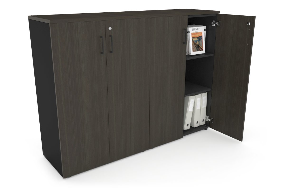 Uniform Medium Storage Cupboard with Medium Doors [1600W x 1170H x 450D] Jasonl Black dark oak black handle