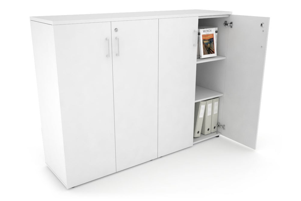 Uniform Medium Storage Cupboard with Medium Doors [1600W x 1170H x 450D]-White white white handle