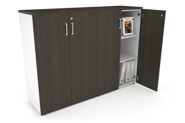 Uniform Medium Storage Cupboard with Medium Doors [1600W x 1170H x 450D] Jasonl White dark oak white handle