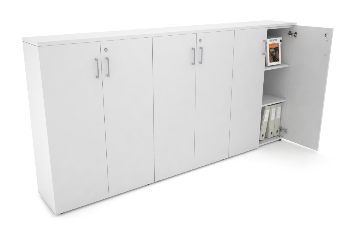 Uniform Medium Storage Cupboard with Medium Doors [2400W x 1170H x 350D] Jasonl White white silver handle