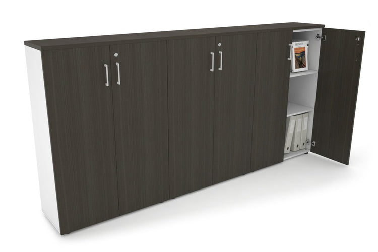 Uniform Medium Storage Cupboard with Medium Doors [2400W x 1170H x 350D] Jasonl White dark oak white handle