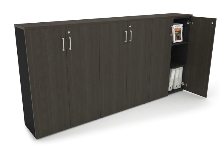 Uniform Medium Storage Cupboard with Medium Doors [2400W x 1170H x 350D] Jasonl Black dark oak white handle