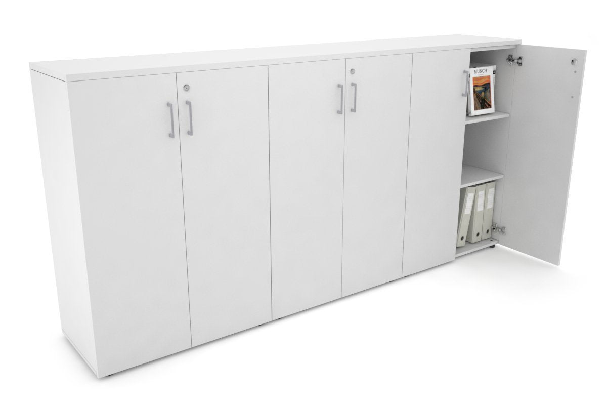 Uniform Medium Storage Cupboard with Medium Doors [2400W x 1170H x 450D] Jasonl White white silver handle