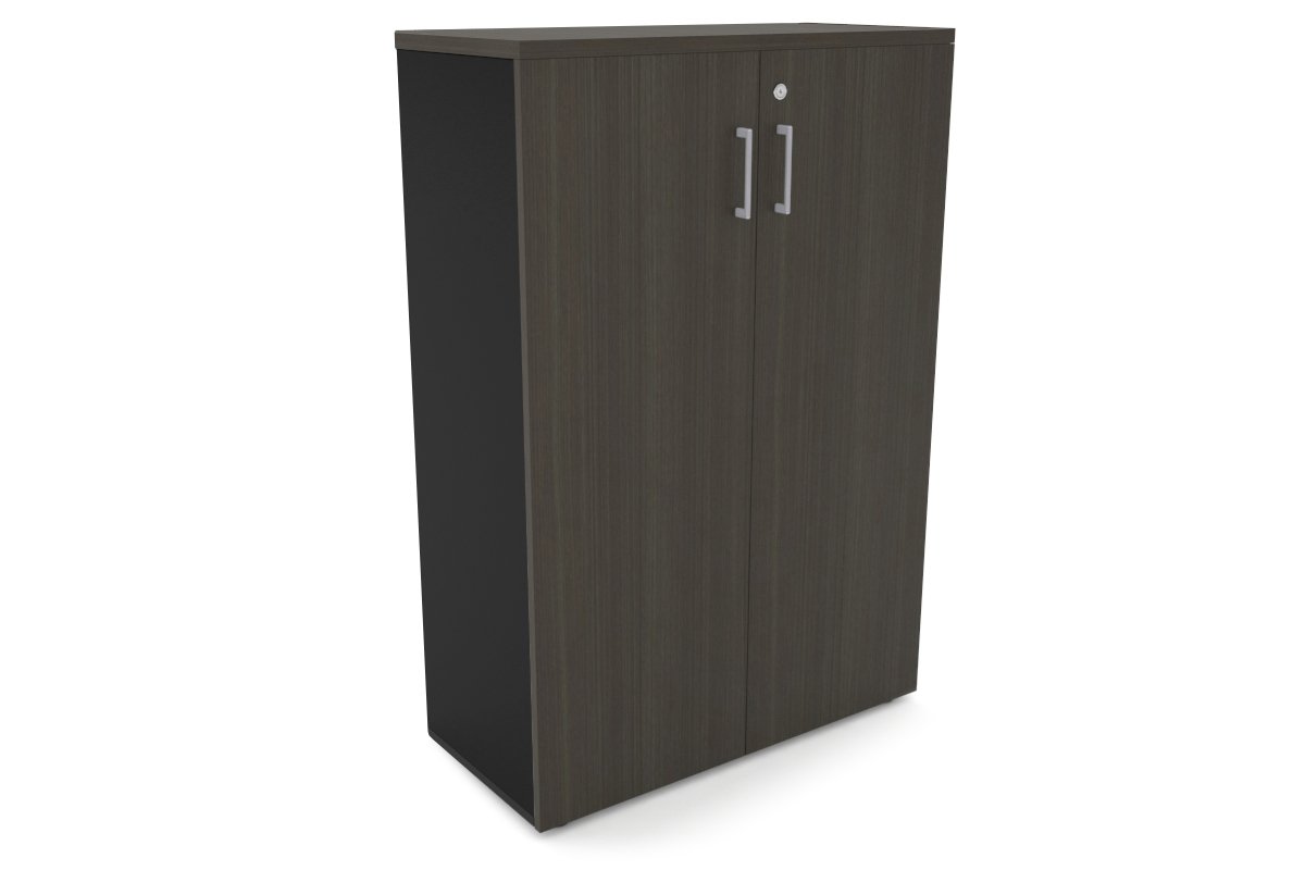 Uniform Medium Storage Cupboard with Medium Doors [800W x 1170H x 350D] Jasonl Black dark oak silver handle