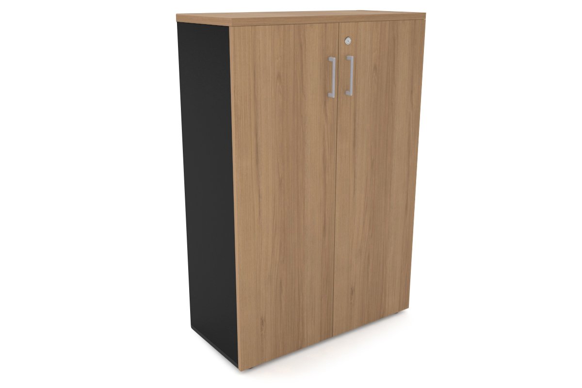 Uniform Medium Storage Cupboard with Medium Doors [800W x 1170H x 350D] Jasonl Black salvage oak silver handle