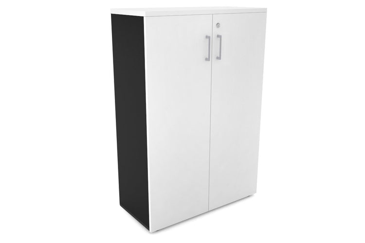 Uniform Medium Storage Cupboard with Medium Doors [800W x 1170H x 350D] Jasonl Black white silver handle