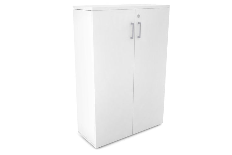 Uniform Medium Storage Cupboard with Medium Doors [800W x 1170H x 350D] Jasonl White white silver handle