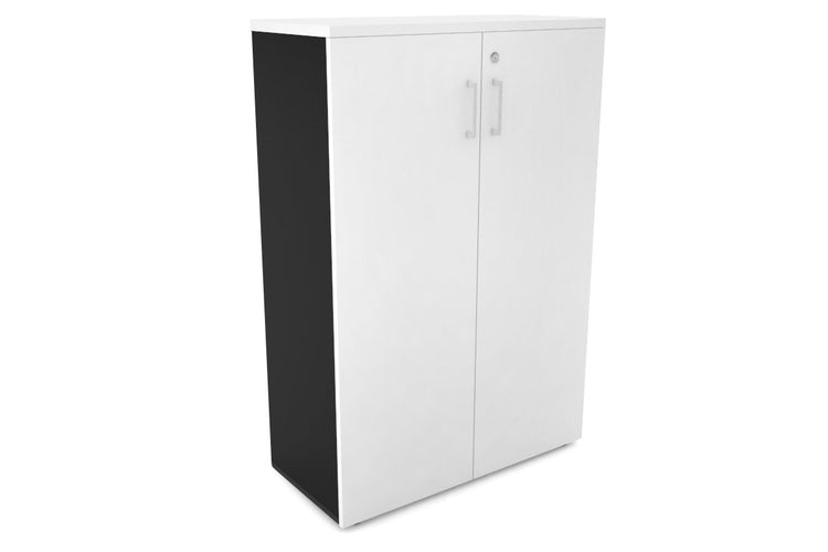 Uniform Medium Storage Cupboard with Medium Doors [800W x 1170H x 350D] Jasonl Black white white handle