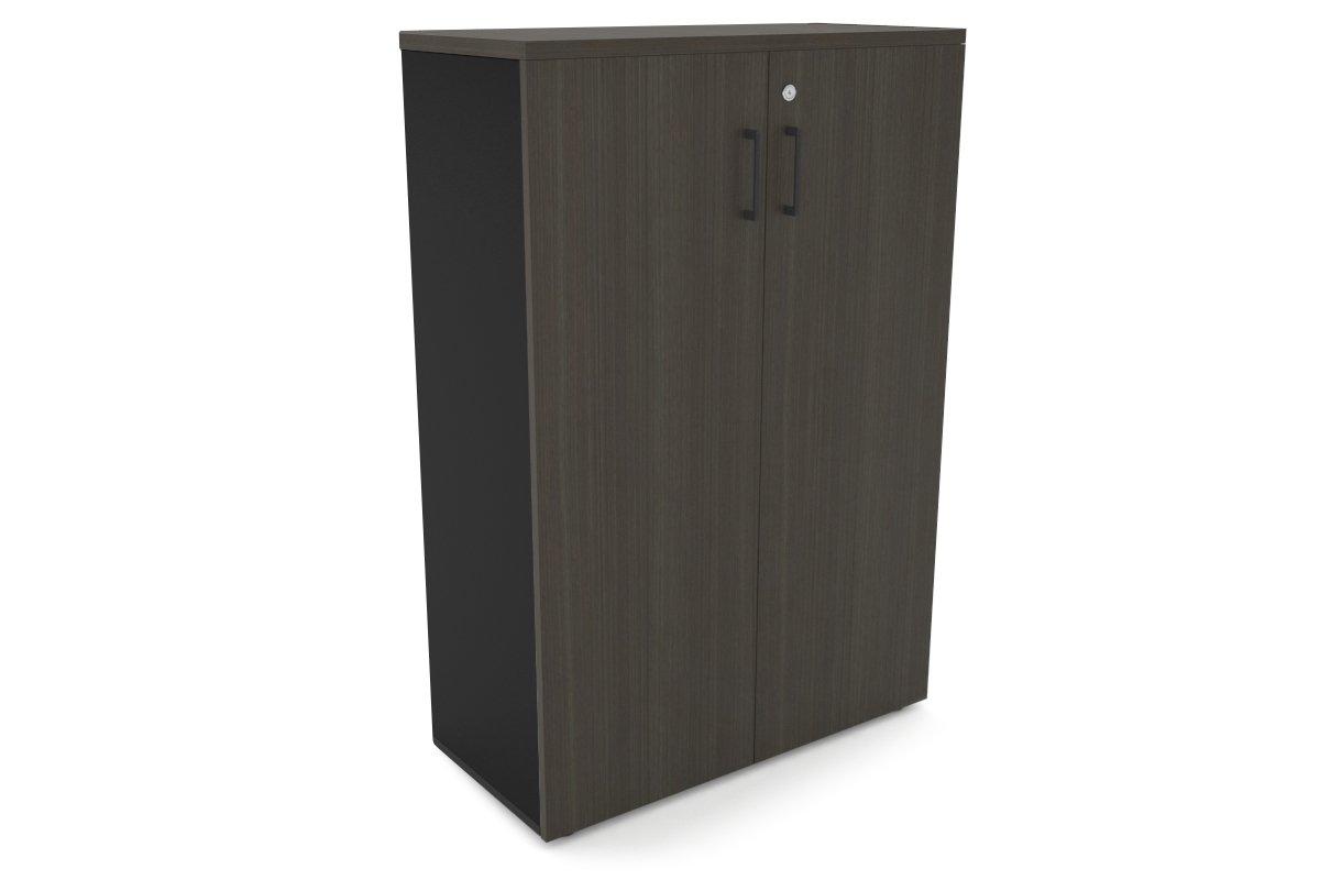 Uniform Medium Storage Cupboard with Medium Doors [800W x 1170H x 350D] Jasonl Black dark oak black handle
