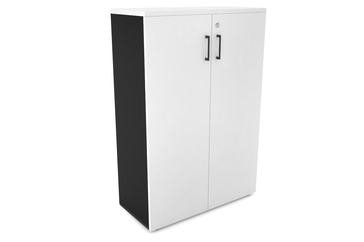Uniform Medium Storage Cupboard with Medium Doors [800W x 1170H x 350D] Jasonl Black white black handle