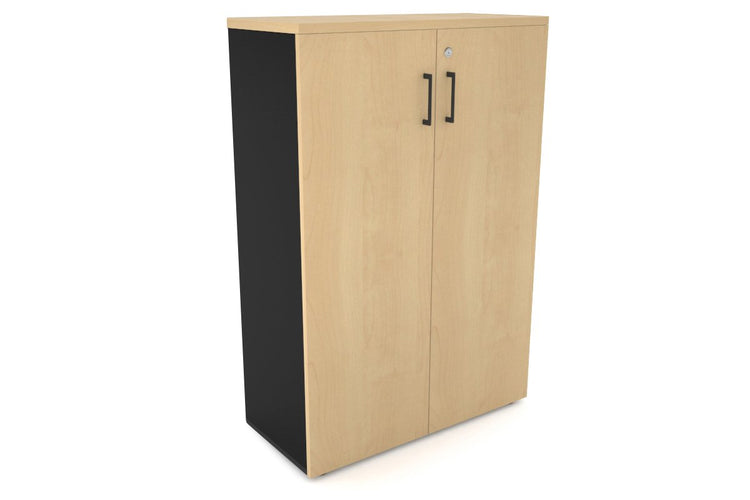 Uniform Medium Storage Cupboard with Medium Doors [800W x 1170H x 350D] Jasonl Black maple black handle