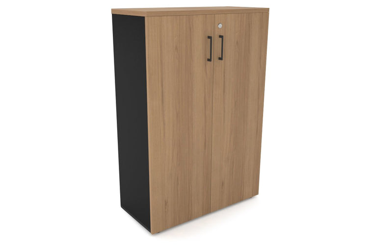 Uniform Medium Storage Cupboard with Medium Doors [800W x 1170H x 350D] Jasonl Black salvage oak black handle