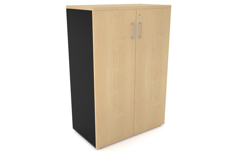 Uniform Medium Storage Cupboard with Medium Doors [800W x 1170H x 450D] Jasonl Black maple silver handle