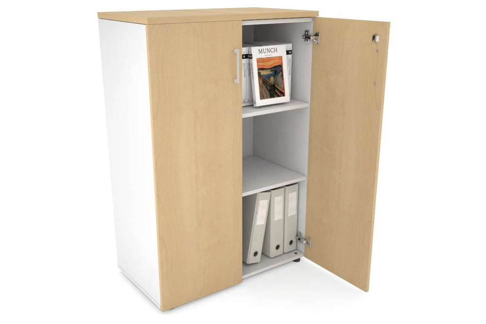 Uniform Medium Storage Cupboard with Medium Doors [800W x 1170H x 450D]-Black dark oak black handle