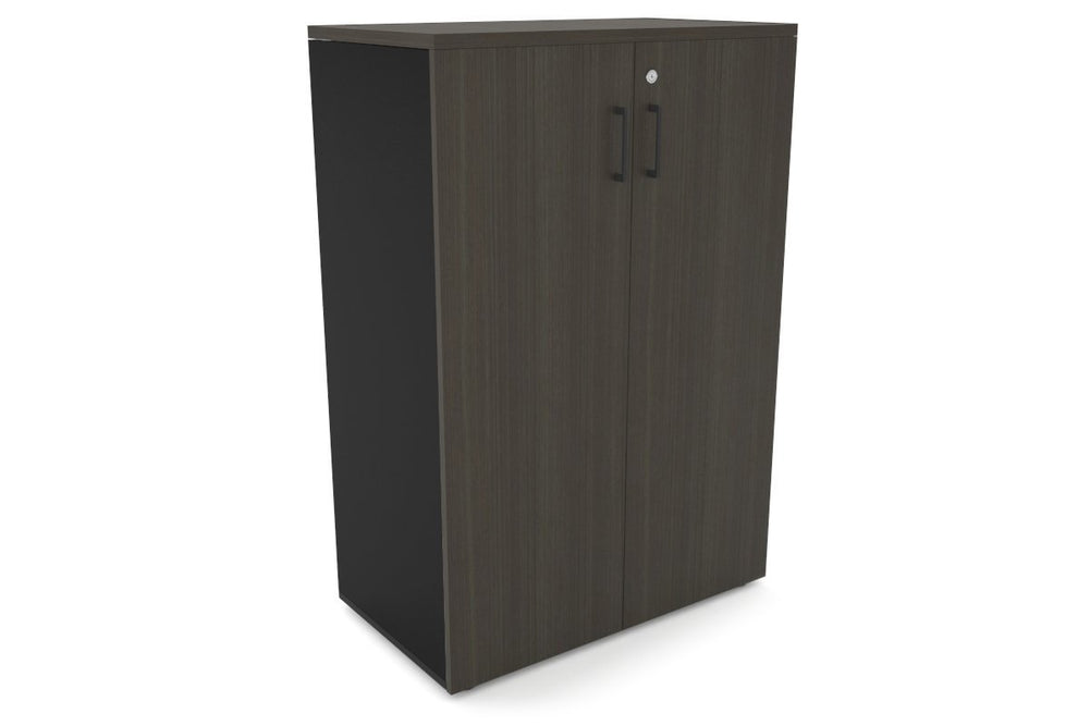 Uniform Medium Storage Cupboard with Medium Doors [800W x 1170H x 450D]-Black dark oak black handle