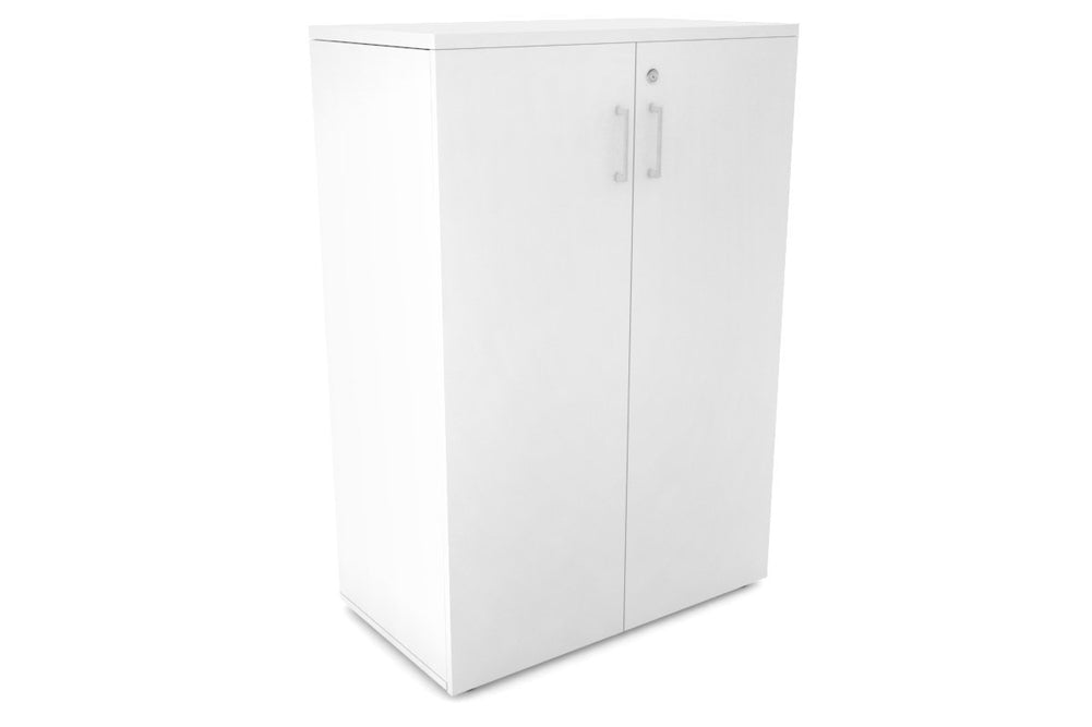 Uniform Medium Storage Cupboard with Medium Doors [800W x 1170H x 450D]-White white white handle