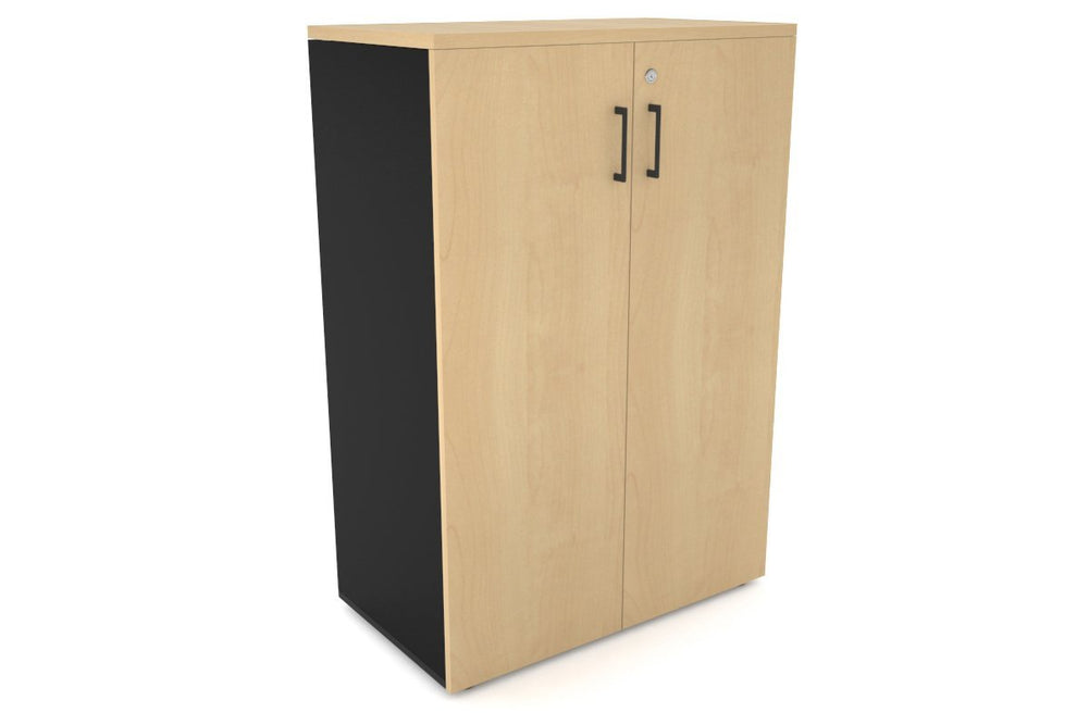 Uniform Medium Storage Cupboard with Medium Doors [800W x 1170H x 450D]-Black maple black handle