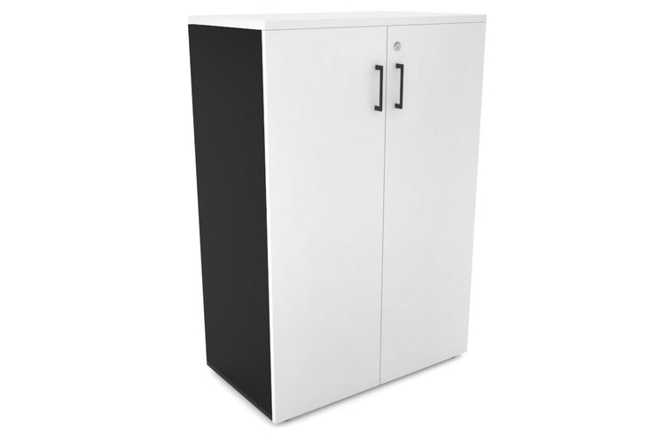Uniform Medium Storage Cupboard with Medium Doors [800W x 1170H x 450D] Jasonl Black white black handle