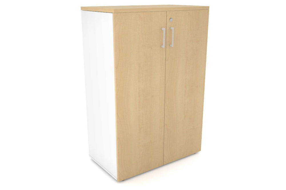 Uniform Medium Storage Cupboard with Medium Doors [800W x 1170H x 450D]-White maple white handle