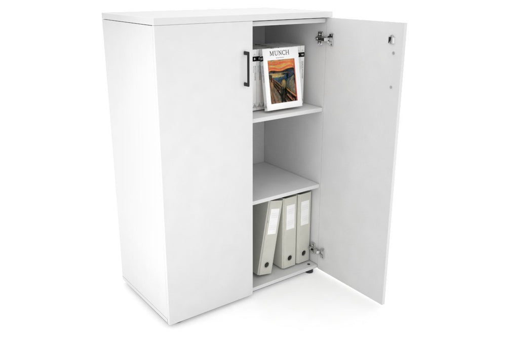 Uniform Medium Storage Cupboard with Medium Doors [800W x 1170H x 450D]-Black dark oak black handle