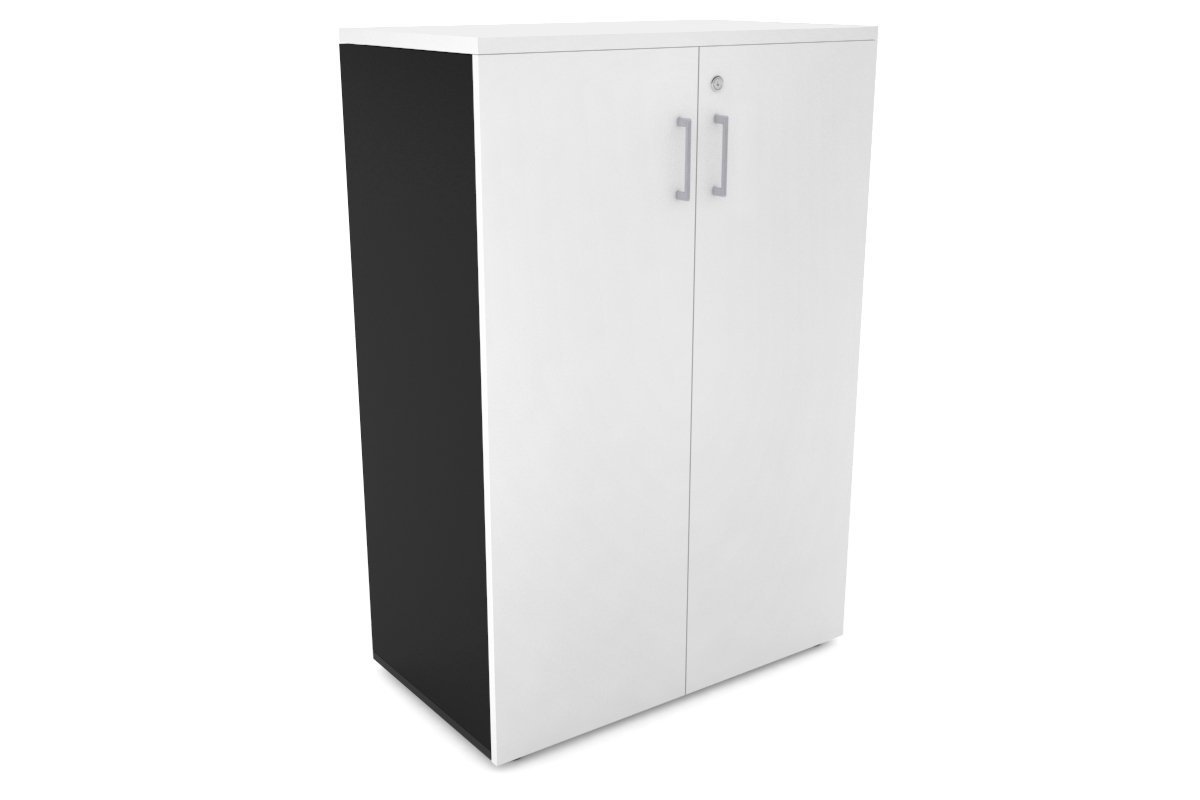 Uniform Medium Storage Cupboard with Medium Doors [800W x 1170H x 450D] Jasonl Black white silver handle