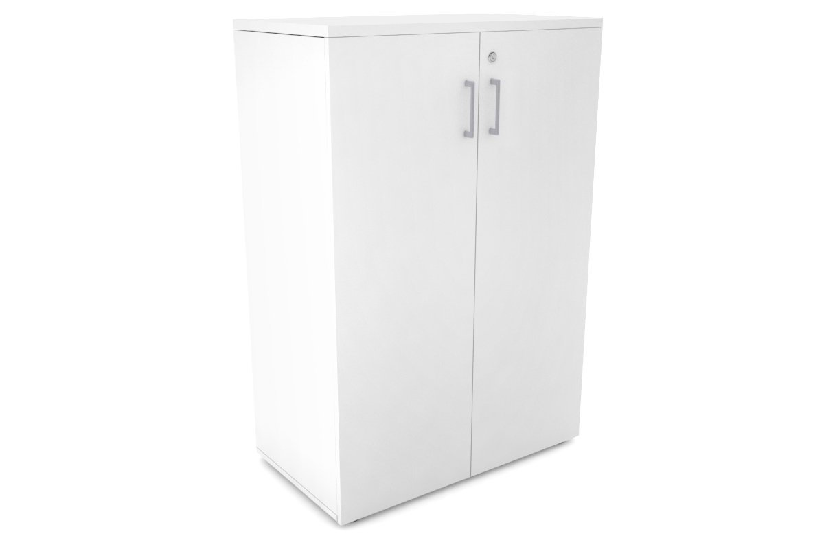 Uniform Medium Storage Cupboard with Medium Doors [800W x 1170H x 450D] Jasonl White white silver handle