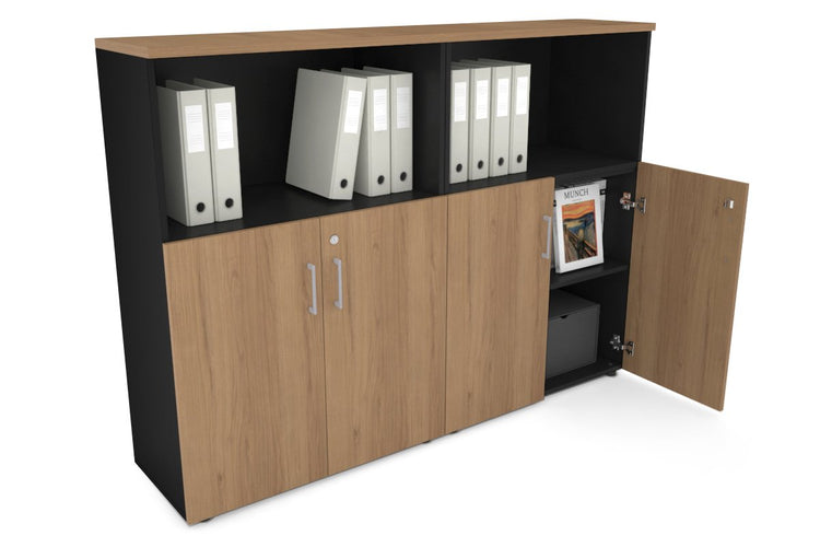 Uniform Medium Storage Cupboard with Small Doors [1600W x 1170H x 350D] Jasonl Black salvage oak silver handle
