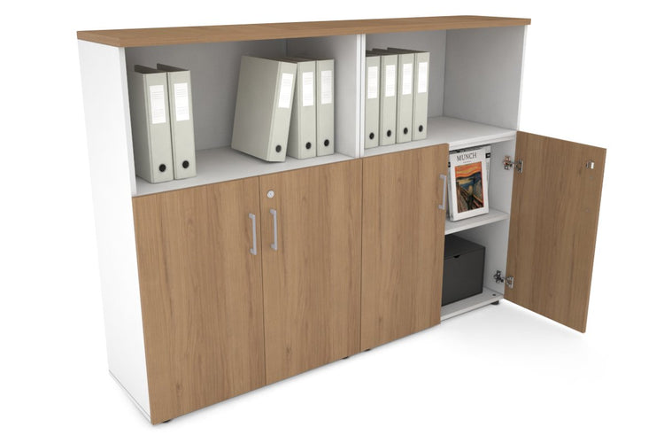 Uniform Medium Storage Cupboard with Small Doors [1600W x 1170H x 350D] Jasonl White salvage oak silver handle