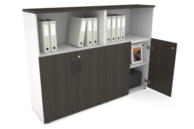 Uniform Medium Storage Cupboard with Small Doors [1600W x 1170H x 350D] Jasonl White dark oak black handle