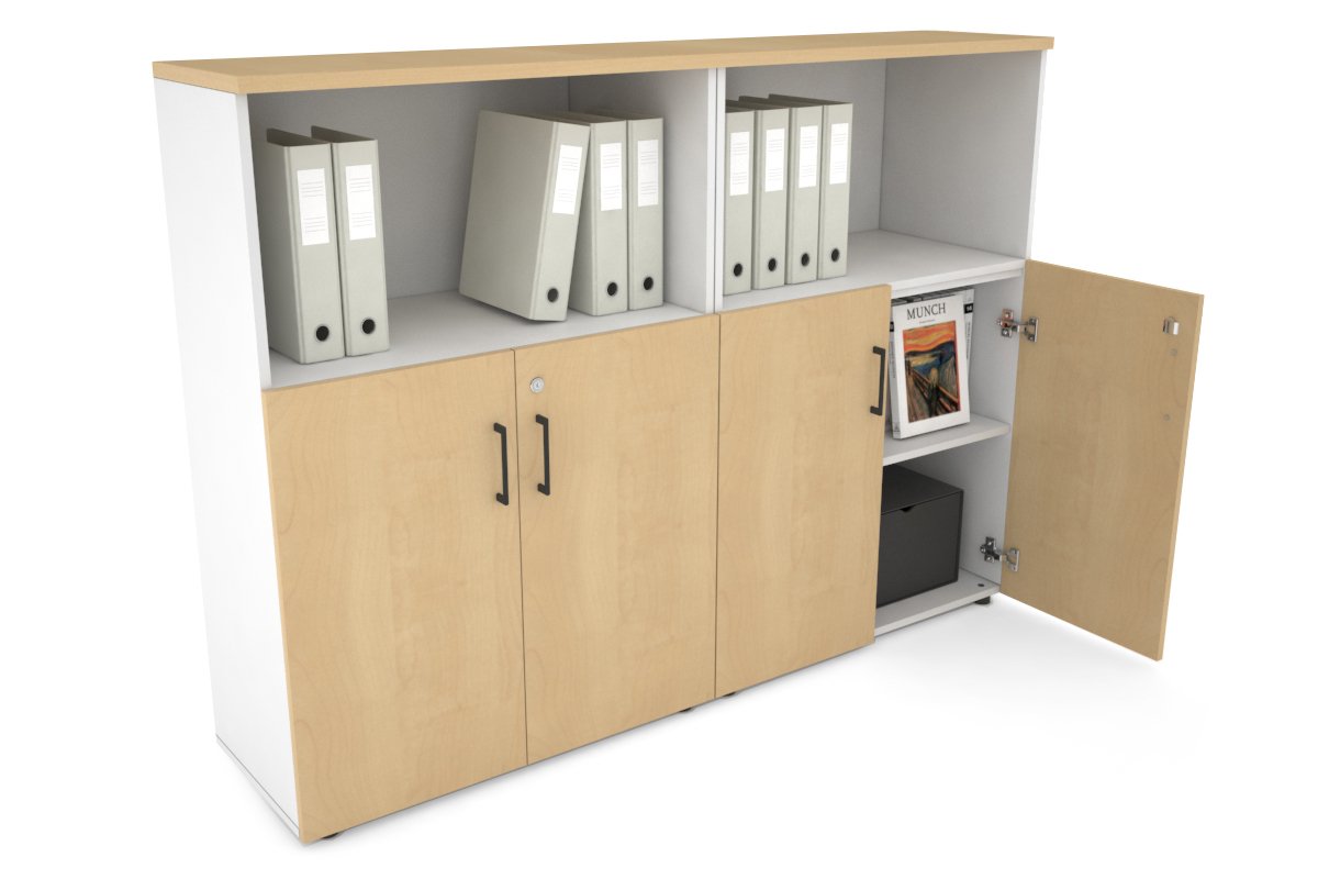 Uniform Medium Storage Cupboard with Small Doors [1600W x 1170H x 350D] Jasonl White maple black handle
