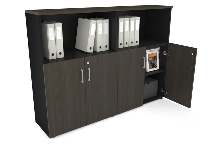 Uniform Medium Storage Cupboard with Small Doors [1600W x 1170H x 350D] Jasonl Black dark oak silver handle