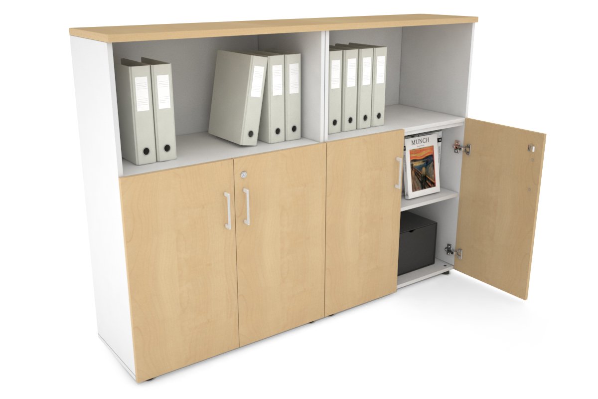 Uniform Medium Storage Cupboard with Small Doors [1600W x 1170H x 350D] Jasonl White maple white handle