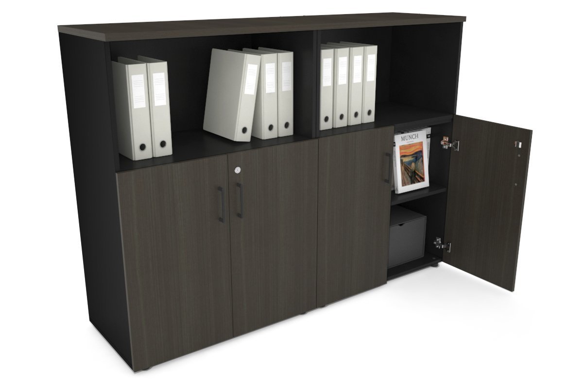 Uniform Medium Storage Cupboard with Small Doors [1600W x 1170H x 450D] Jasonl Black dark oak black handle