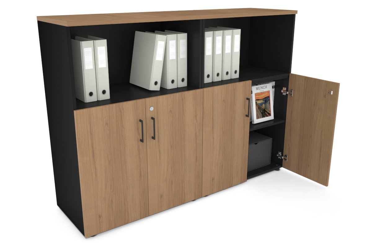 Uniform Medium Storage Cupboard with Small Doors [1600W x 1170H x 450D] Jasonl Black salvage oak black handle
