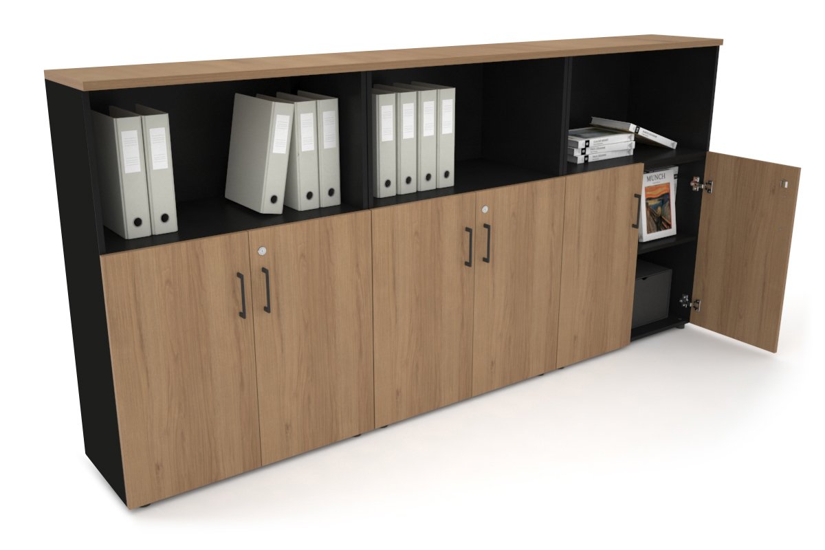 Uniform Medium Storage Cupboard with Small Doors [2400W x 1170H x 350D] Jasonl Black salvage oak black handle