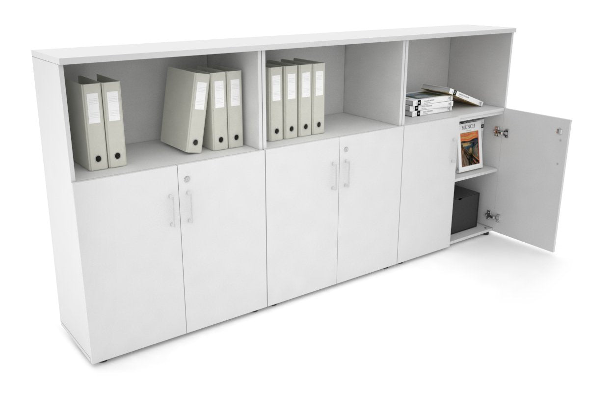 Uniform Medium Storage Cupboard with Small Doors [2400W x 1170H x 350D] Jasonl White white white handle