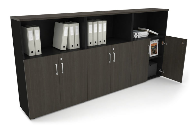 Uniform Medium Storage Cupboard with Small Doors [2400W x 1170H x 350D] Jasonl Black dark oak white handle