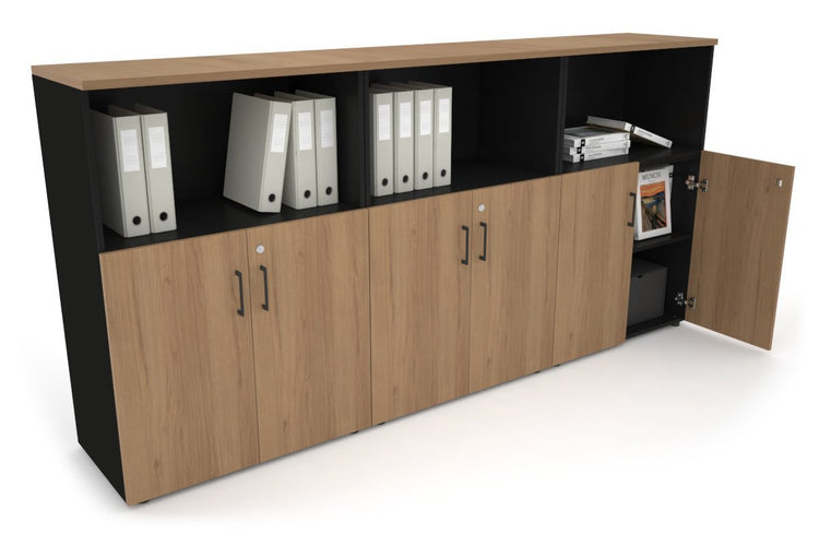 Uniform Medium Storage Cupboard with Small Doors [2400W x 1170H x 450D] Jasonl Black salvage oak black handle
