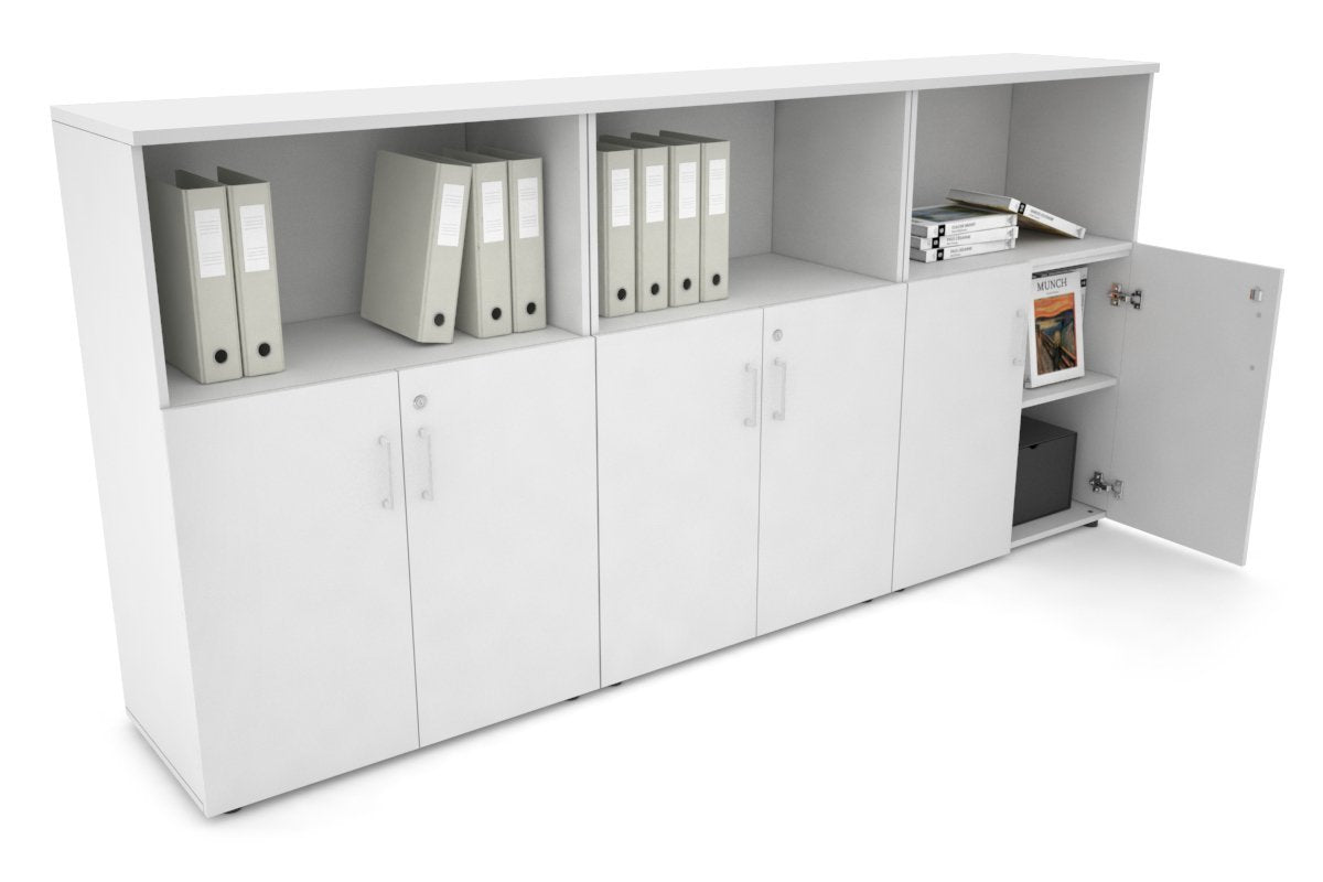 Uniform Medium Storage Cupboard with Small Doors [2400W x 1170H x 450D] Jasonl White white white handle