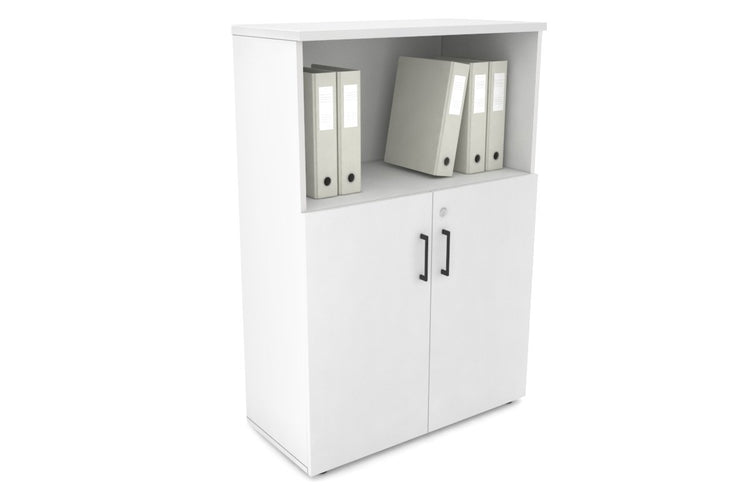 Uniform Medium Storage Cupboard with Small Doors [800W x 1170H x 350D] Jasonl White white black handle