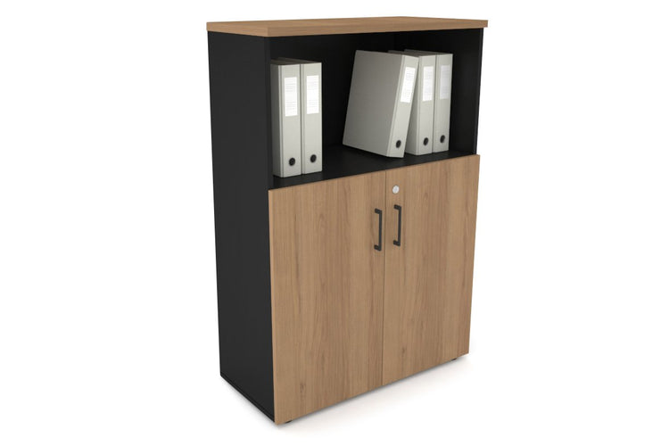 Uniform Medium Storage Cupboard with Small Doors [800W x 1170H x 350D] Jasonl Black salvage oak black handle