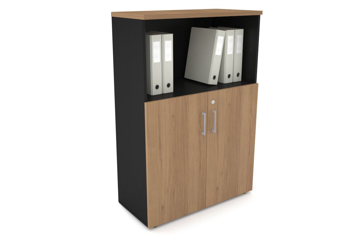 Uniform Medium Storage Cupboard with Small Doors [800W x 1170H x 350D] Jasonl Black salvage oak silver handle