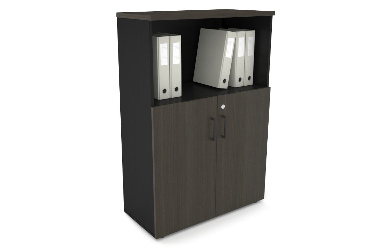 Uniform Medium Storage Cupboard with Small Doors [800W x 1170H x 350D] Jasonl Black dark oak black handle